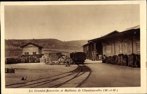 Ak Champigneulles Meurthe et Moselle, Les Grandes Brasseries et Malteries, Chantiers de bois