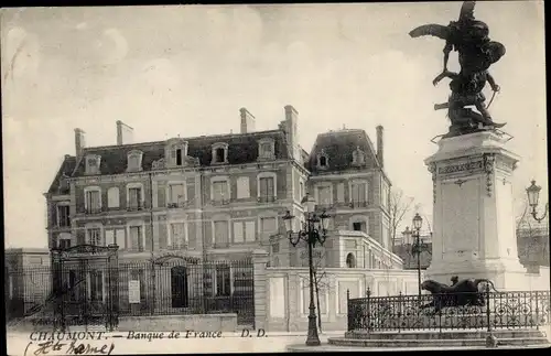 Ak Chaumont Haute-Marne, Banque de France, Statue