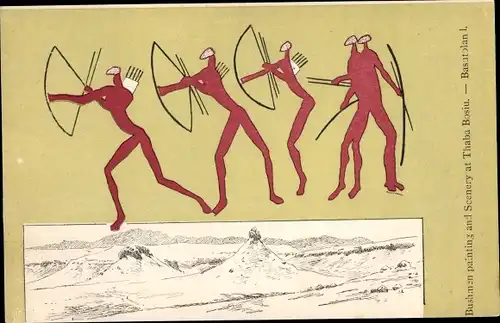 Ak Bushmen painting and Scenery at Thaba Bosiu, Jäger