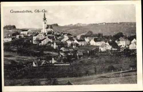 Ak Gramastetten Oberösterreich, Totalansicht der Ortschaft, Kirche