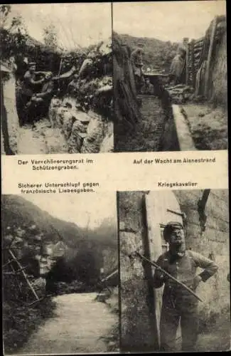 Ak Aisne Frankreich, Deutsche Soldaten in Uniformen, Schützengraben, Soldatenleben, I WK