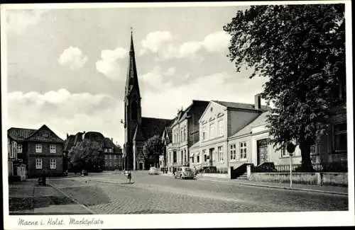 Ak Marne in Holstein, Marktplatz mit Kirche
