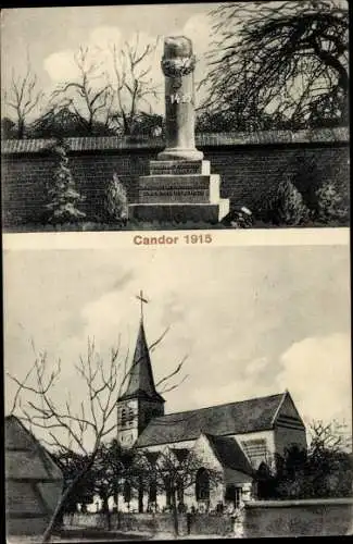 Ak Candor Oise, Kirche, Kriegerdenkmal