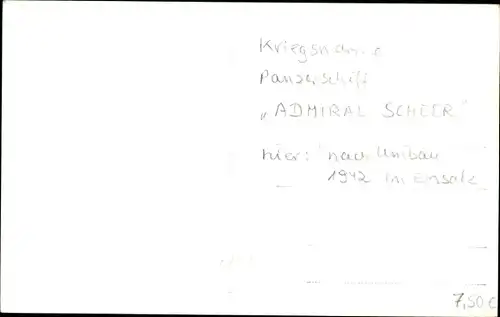 Foto Ak Deutsches Kriegsschiff, Admiral Scheer, Panzerschiff