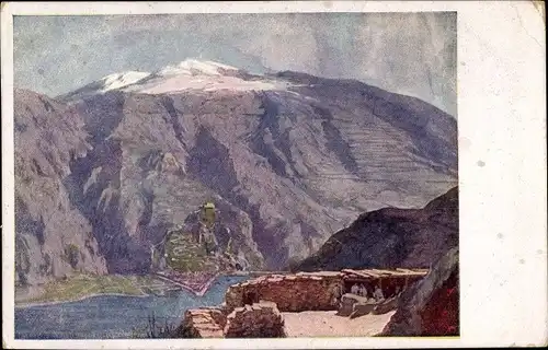 Künstler Ak Prinz, Karl Ludwig, Lovćen Lovtchen Montenegro, Teilansicht der eroberten Stadt