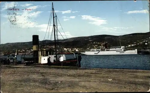 Ak Triest Trieste Friuli Venezia Giulia, Hafenpartie