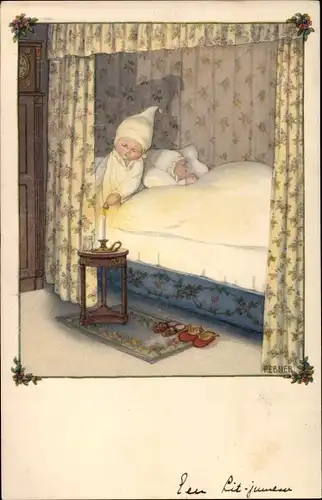 Künstler Ak Ebner, Pauli, Paar im Bett, Munk 1168