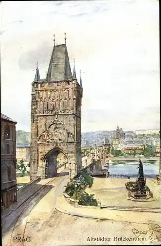 Künstler Ak Jedlicek, F. J., Praha Prag Tschechien, Altstädter Brückenturm