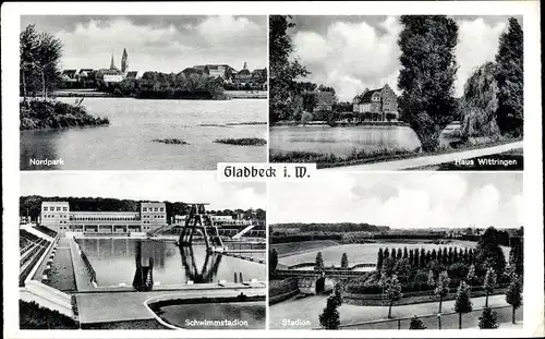 Ak Gladbeck im Ruhrgebiet Westfalen, Schwimmstadion, Nordpark, Stadion, Haus Wittringen