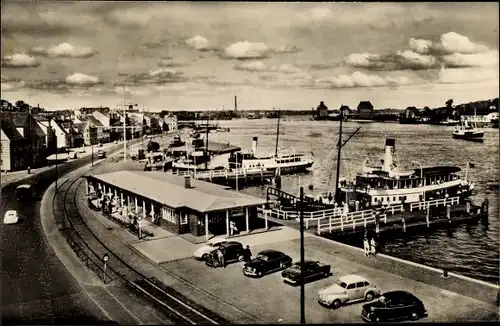 Ak Flensburg in Schleswig Holstein, Fördebrücke, Dampfer