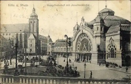 Ak Köln am Rhein, Hauptbahnhof mit Jesuitenkirche