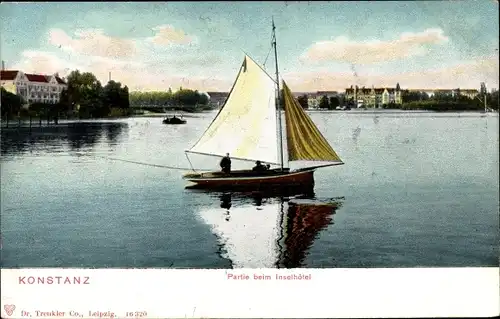 Ak Konstanz am Bodensee, Segelpartie beim Inselhotel