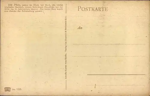 Künstler Ak Astudin, Caub Kaub am Rhein, Burg Pfalzgrafenstein, Pfalz