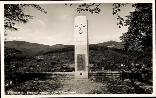 Ak Kandern im Schwarzwald Baden, Ehrenmal