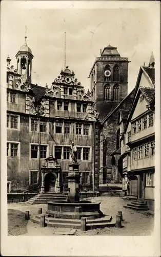 Ak Bad Hersfeld Hessen, Marktplatz mit Rathaus und Brunnen