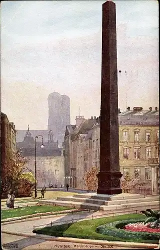 Künstler Ak Wagner, Richard, München, Karolinenplatz mit Obelisk, Straßenansicht