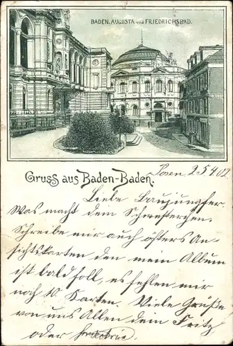 Passepartout Litho Baden Baden am Schwarzwald, Augusta und Friedrichsbad