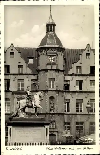 Ak Düsseldorf am Rhein, Altes Rathaus mit Jan Wellem, Reiterstandbild