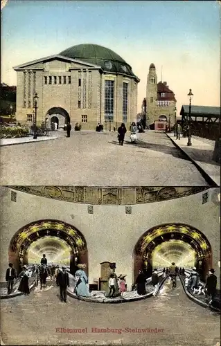 Ak Hamburg Mitte Steinwerder, Elbtunnel, Fußgängertunnel, Eingangsgebäude