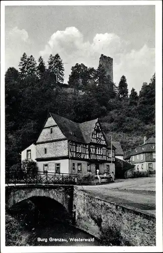 Ak Grenzau Höhr Grenzhausen im Westerwald, Blick zur Burg, Ortspartie
