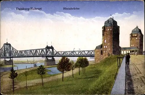 Ak Ruhrort Duisburg im Ruhrgebiet, Rheinbrücke