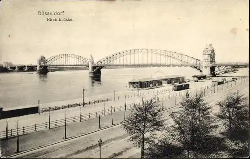 Ak Düsseldorf am Rhein, Rheinbrücke