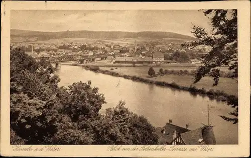 Ak Hameln an der Weser Niedersachsen, Blick von der Felsenkeller-Terrasse zur Weser
