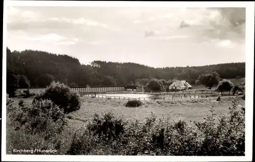 Ak Kirchberg im Hunsrück, Schwimmbad mit Campingplatz