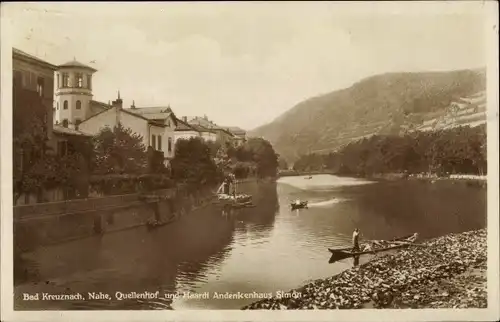 Ak Bad Kreuznach in Rheinland Pfalz, Nahe, Quellenhof und Haardt Andenkenhaus Simon