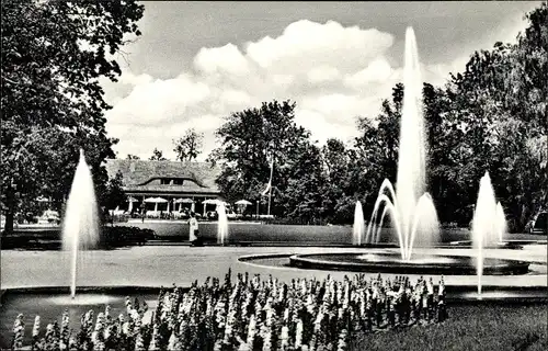 Ak Fürth in Mittelfranken Bayern, Stadtpark, Gartenschau, Fontänenhof, Milchgaststätte