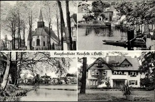 Ak Reinfeld in Holstein, Kirche, Herrenteich, Rathaus, Erholungsheim