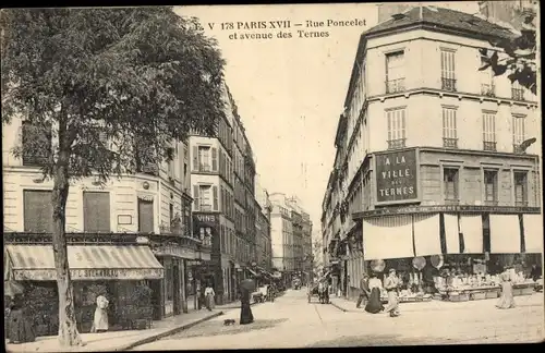 Ak Paris XVII., Rue Poncelet et avenue des Ternes