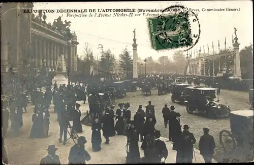 Ak Paris XII Reuilly, Avenue Nicolas II,  Exposition décennale de l'Automobile, Nov. 1907
