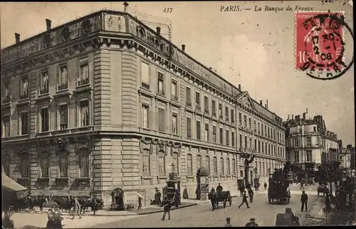 Ak Paris IV, Banque de France, Straßenpartie