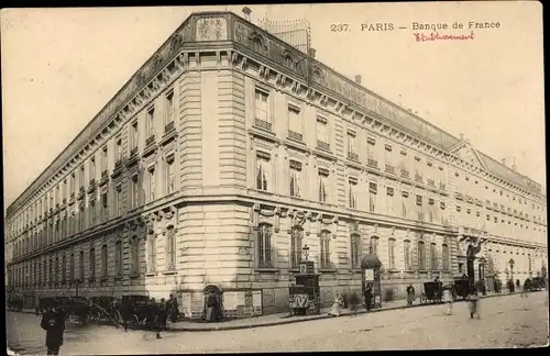 Ak Paris, Banque de France, Blick von der Straße auf die Bank
