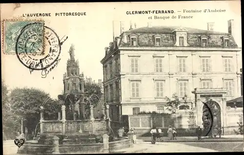 Ak Clermont Ferrand Puy de Dôme, Fontaine d'Amboise, Banque de France