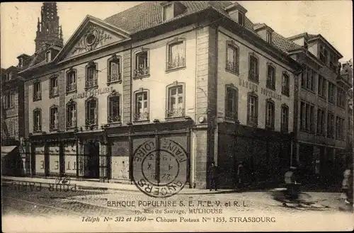 Ak Mulhouse Mülhausen Elsass Haut Rhin, Banque Populaire, 39, Rue du Sauvage