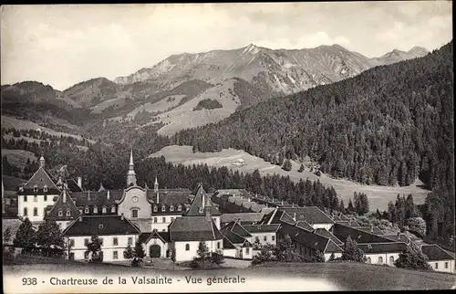 Ak Val de Charmey Kanton Freiburg, Kloster Chartreuse de la Valsainte