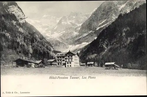 Ak Les Plans sur Bex Kanton Waadt, Hotel Pension Tanner, Panorama