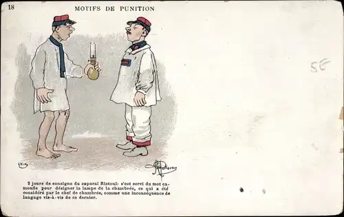 Künstler Ak Guillaume, Albert, Motifs de Punition, französische Soldaten in Schlafkleidung