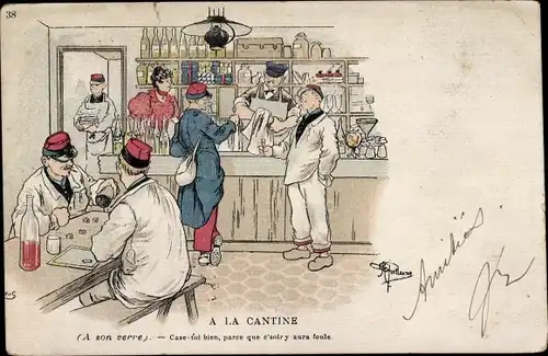 Künstler Ak Guillaume, Albert, A la Cantine, Soldatenleben