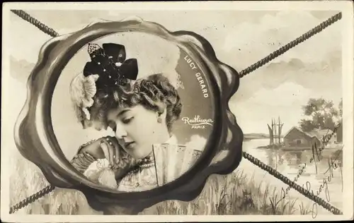 Passepartout Ak Schauspielerin Lucy Gerard, Portrait