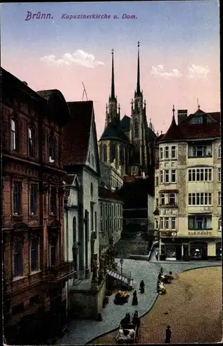 Ak Brno Brünn Südmähren, Kapuzinerkirche und Dom