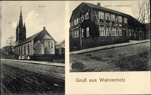 Ak Wahrenholz Niedersachsen, Kirche, Gasthof v. Heinrich Meyer