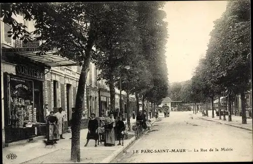 Ak Le Parc de Saint Maur Val de Marne, La Rue de la Mairie, Geschäfte
