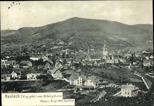 Ak Haslach im Kinzigtal Schwarzwald, Blick auf den Ort vom Schänzle aus