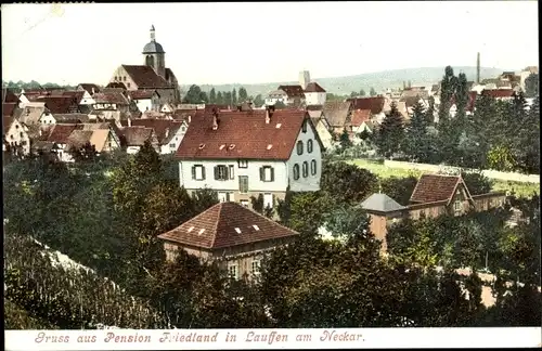 Ak Lauffen am Neckar, Pension Friedland, Blick auf den Ort