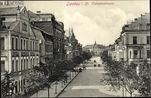 Ak Landau in der Pfalz, Ostbahnstraße, Hotel Kronprinz