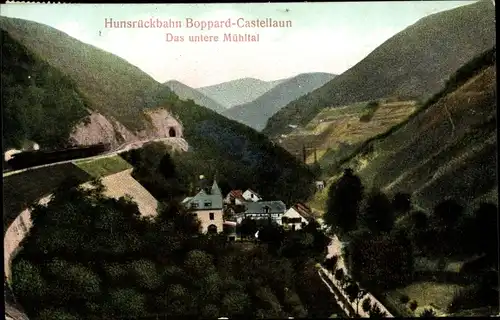 Ak Boppard am Rhein, Hunsrückbahn Boppard Castellaun, das untere Mühltal