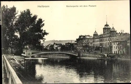 Ak Heilbronn am Neckar, Neckarpartie mit Postamt